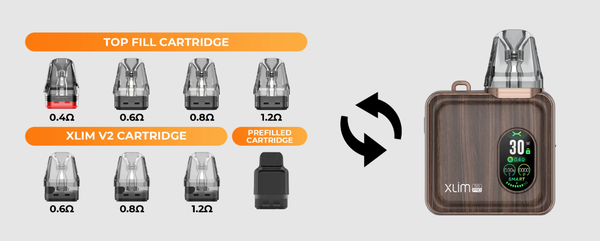 OXVA Xlim SQ Pro sử dụng hệ thống pod cartridge ngăn ngừa rò rỉ tinh dầu.